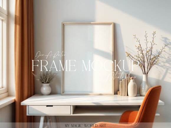 Download Mockup Frame Above the Desk Orange - Above Collection