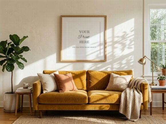 Download Square Oak Frame Mockup Above Mustard so - Above Collection