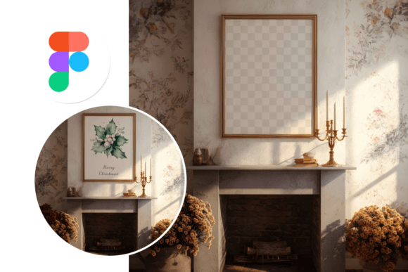 Download Vertical Poster Above a Fireplace Mockup - Above Collection